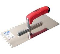 HAROMAC Truelle de lissage fabriquée en Allemagne, en Acier Inoxydable, Manche en Bois Bleu, qualité Professionnelle, lisseur, Pelle, Disque de lissage