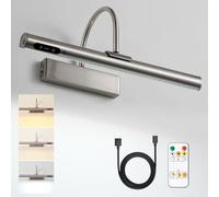 HARPER LIVING Lampe murale rechargeable pour cadres, finition nickel satiné, à piles, avec commandes tactiles et télécommande, intensité lumineuse réglable sur 3 températures de couleur, lampe magnét