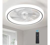 HARPER LIVING Ventilateur de plafond LED 50W 4000LM avec télécommande, lumière réglable 3 couleurs, silencieux, 6 vitesses, minuterie - pour chambre, salon, cuisine