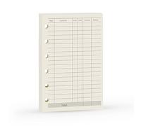 Harphia Recharge d’agenda A7 pour Filofax à 6 anneaux, pour enregistrements des finances, inserts au design comptable, 6 trous/100 g/m², format de poche, 12,3 x 8,2 cm