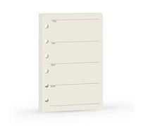 Harphia Recharge d’agenda A7 pour Filofax, non datée, commence par lundi à gauche, 6 trous/100 g/m², 45 feuilles/90 pages, 12,3 x 8,2 cm (plan hebdomadaire A7)