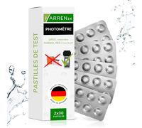 harren24 Pastilles de test photomètre pour l'analyse chimique de l'eau du pH (30x Phénol Red) et du chlore libre (30x DPD1), convient pour Poollab/Testeur piscine electrique (2x30 Pastilles)