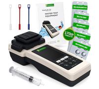 harren24 Poollab 2.0 Special Edition - Testeur électronique de piscine (photomètre) - 170 comprimés rouges de phénol pour test de la valeur du pH et du chlore - Accessoires de piscine (avec DPD1,