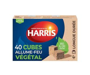 HARRIS - 4° Cubes allume feu - 100% végétal - Sans odeur - Longue durée - Rapide et facile d'utilisation - Intérieur & Extérieur - Entreprise française - x40