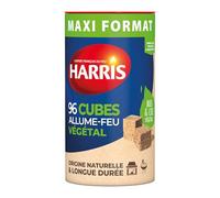 Harris - 96 Cubes Allume feu - 100% végétal - Maxi Format Cylindre - sans Odeur - Longue durée - Rapide et Facile d'utilisation - Intérieur & Extérieur - Entreprise française - x96