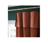 HARRIS - Rideau Ajustable 140x270cm Velours de Coton Terracotta + 8 Anneaux Pince -