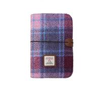 Harris Tweed Classeur A6 rechargeable, couverture en tissu de laine douce, planificateur à 6 anneaux avec 80 pages, fait à la main pour notes quotidiennes ou pour un usage cadeau (tartan rose)