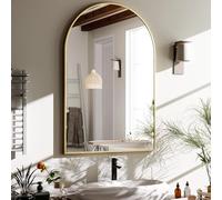 HARRITPURE Miroir de Salle de Bain arqué 50,8 x 76,2 cm - Miroir Mural - Miroir en Arc doré - Cadre en Alliage d'aluminium Miroir de Salle de Bain pour Salon, Chambre à Coucher et entrée