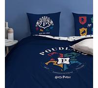 Harry Potter Blason Parure de lit | 100% Coton | OEKO-TEX | Housse de couette 240X220cm + 2 Taies d'oreillers 63X63cm | Imprimé Mixte | Bleu