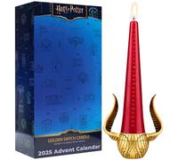 Harry Potter Calendrier de l'Avent 2025, Bougie Conique et Support Bougie en Résine Réutilisable Snitch Dorée, Sans Parfum 12h, Décoration Noel (Multi Snitch)