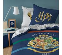 Harry Potter Colors Parure de lit Enfant | 100% Coton | Oeko-TEX | Housse de Couette 140x200cm + Taie d'oreiller 63x63cm | Imprimé Garçon | Bleu