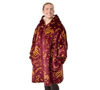 Harry Potter Couverture portable à capuche pour femme | Polaire zippée à capuche pour adultes (Bourgogne) | HP All Over Hedwig Owl Print Sherpa Lined Loungewear avec poches