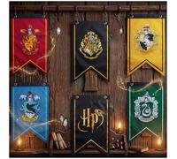 Harry Potter Décoration Maison Enfant Ado et Adulte, Bannière Hogwarts, Guirlande Drapeau Gryffondor Serpentard Poufsouffle Serdaigle Anniversaire (Multi Flags)