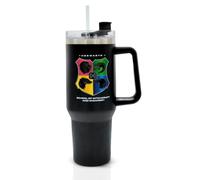 Harry Potter Hogwarts Gobelet de 1200 ml avec paille et couvercle | Tasse de voyage anti-fuite et anti-déversement | Bouteille d'eau isotherme en acier inoxydable avec poignée pour garder au froid