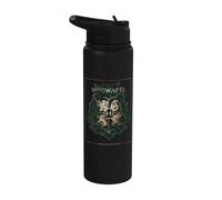 Harry Potter Hogwarts Green and Gold Floral Crest Stainless Steel Insulated Water Bottle