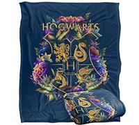 Harry Potter Hogwarts Multi-Colored Floral Crest Plaid Ultra Doux au Toucher Soyeux - 152 x 127 cm