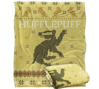 Harry Potter Hufflepuff Ugly Christmas Sweater Plaid Ultra Doux au Toucher Soyeux - 152 x 127 cm