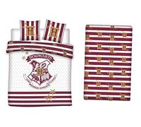 Harry Potter Parure de lit 4 Pièces 100% Coton - Housse de Couette Double 200x200 cm + 2 Taies d'oreiller 65x65 cm + Drap-Housse Assorti 140x190 cm