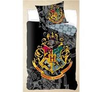 Harry Potter - Parure de lit coton Enfant Blasons Poudlard - Housse de Couette 140x200 cm Une Taie Noir