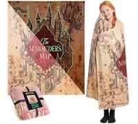 Harry Potter Plaid Polaire Phosphorescente 130x150cm, Couverture Lumineuse Carte du Maraudeur, Brille Après 10-30 Minutes Exposition à Lumière, Toutes Les Saisons, Cadeau Enfant et Adulte