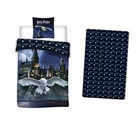 Harry Potter Poudlard Hedwige Parure Lit 3 Pièces 140x200 + Taie | Housse de couette + drap-housse 90x190 | Polyester ultra doux | Wizarding World officiel | Ado | Cadeau | Lavable en machine