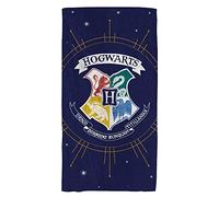 Harry Potter Poudlard Serviette de Bain 75x150 cm | Velours et Bouclette 100% Coton | Oeko-TEX | Imprimé Enfant Ado | Bleu Marine