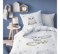 Harry Potter WB Owl Parure de lit imprimée 100% Coton - Licence Officielle | Housse de Couette 140x200 cm + 1 taie 63x63 cm | Fermeture boutons | Chambre enfant, lit 1 place | Certification Oeko-Tex