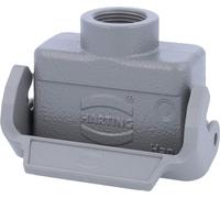HARTING Han 10A Boîtier d'accouplement bas, 1 sortie de câble droite M20, avec 1 bride longitudinale Raccord vissé M20 Plage de serrage
