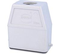 HARTING Han 10A CEM Boîtier à douille haut, 1xPG16 sortie de câble droite, pour 1 étrier (sur la partie inférieure) Raccord à vis CEM PG16