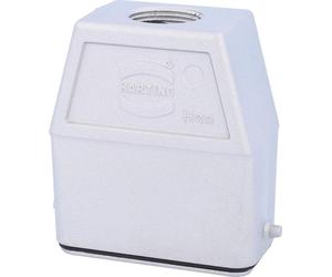 HARTING Han 10A CEM Boîtier à douille haut, 1xPG16 sortie de câble droite, pour 1 étrier (sur la partie inférieure) Raccord à vis CEM PG16