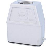 HARTING Han 10A CEM Boîtier à douille haut, 1xPG21 sortie de câble droite, pour 1 étrier (sur la partie inférieure) Raccord vissé PG21