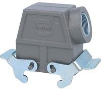 HARTING Han 10B Boîtier à douille haut, 1xM25 sortie de câble latérale, avec 2 étriers transversaux Raccord vissé M25 Plage de serrage 9,0 mm