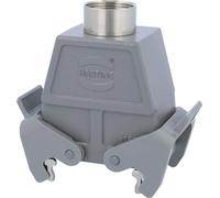 HARTING Han 10B Boîtier à douille haut, 1xPG21 sortie de câble droite, avec 2 étriers transversaux Raccord à vis PG21 Plage de serrage 11,0 mm
