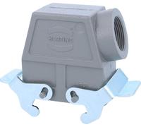 HARTING Han 10B Boîtier à douille haut, 1xPG21 sortie de câble latérale, avec 2 étriers transversaux Raccord vissé PG21 Zone de serrage