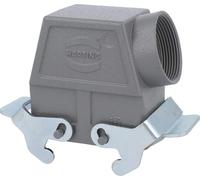 HARTING Han 10B Boîtier à douille haut, 1xPG29 sortie de câble latérale, avec 2 étriers transversaux Raccord vissé PG29 Zone de serrage