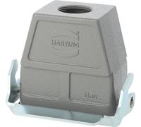 HARTING Han 10B Boîtier d'accouplement haut, 1 sortie de câble droite M25, avec 1 étrier longitudinal Raccord vissé M25 Plage de serrage 9,0 mm