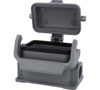 HARTING Han 10B Boîtier de socle bas, 2xM20 sortie de câble latérale, avec 1 étrier longitudinal avec capuchon de protection métallique - 1 pièce