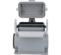 HARTING Han 10B Boîtier de socle haut, 1 sortie de câble latérale M40, avec 1 étrier longitudinal avec capuchon de protection métallique - 1 pièce