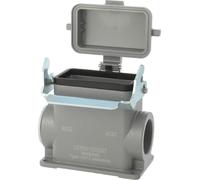 HARTING Han 10B Boîtier de socle haut, 1xM25 sortie de câble latérale, avec 1 étrier longitudinal avec capuchon de protection en plastique - 1 pièce