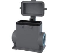 HARTING Han 10B Boîtier de socle haut, 1xM25 sortie de câble latérale, pour 2 étriers (sur la partie supérieure) avec capuchon de protection en plastique