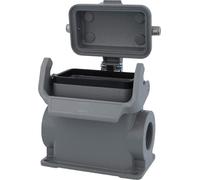 HARTING Han 10B Boîtier de socle haut, 2xM25 sortie de câble latérale, avec 1 étrier longitudinal avec capuchon de protection métallique - 1 pièce