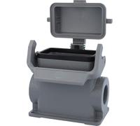 HARTING Han 10B Boîtier de socle haut, 2xM25 sortie de câble latérale, avec 1 étrier longitudinal avec capuchon de protection en plastique - 1 pièce