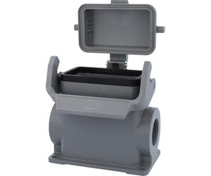 HARTING Han 10B Boîtier de socle haut, 2xM25 sortie de câble latérale, avec 1 étrier longitudinal avec capuchon de protection en plastique - 1 pièce