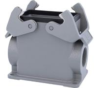HARTING Han 10B Boîtier de socle haut, 2xM25 sortie de câble latérale, avec 2 étriers transversaux Raccord vissé M25 Plage de serrage 9,0 mm