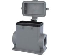 HARTING Han 10B Boîtier de socle haut, 2xM25 sortie de câble latérale, pour 2 étriers (sur la partie supérieure) avec capuchon de protection en plastique
