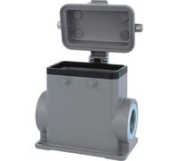 HARTING Han 10B Boîtier de socle haut, 2xM25 sortie de câble latérale, pour 2 étriers (sur la partie supérieure) avec capuchon de protection métallique - 1