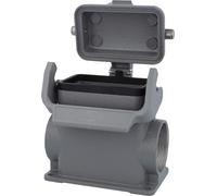 HARTING Han 10B Boîtier de socle haut, 2xM40 sortie de câble latérale, avec 1 étrier longitudinal avec capuchon de protection métallique - 1 pièce