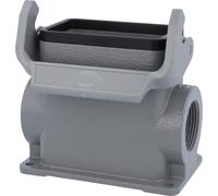 HARTING Han 10B Boîtier de socle haut, 2xPG21 sortie de câble latérale, avec 1 étrier longitudinal Raccord à vis PG21 Zone de serrage