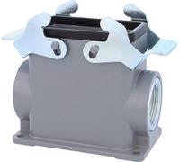 HARTING Han 10B Boîtier de socle haut, 2xPG21 sortie de câble latérale, avec 2 étriers transversaux Raccord vissé PG21 Zone de serrage