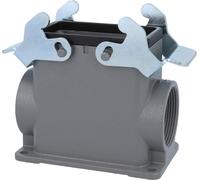 HARTING Han 10B Boîtier de socle haut, 2xPG29 sortie de câble latérale, avec 2 étriers transversaux Raccord vissé PG29 Zone de serrage